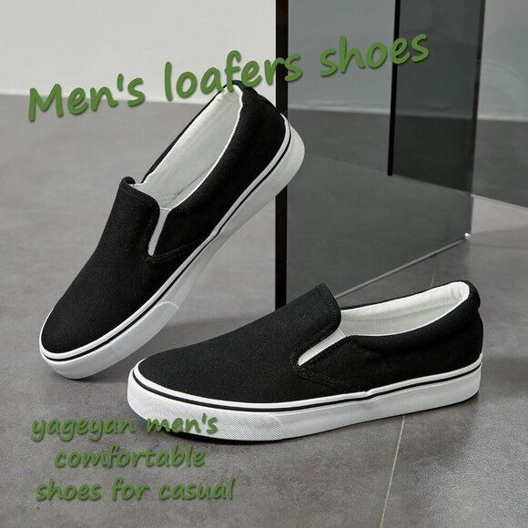 〽️Closed Toe Loafers Sneakers Men\'s Black Canvas Slip On Lightweight Soft Sole main image 2